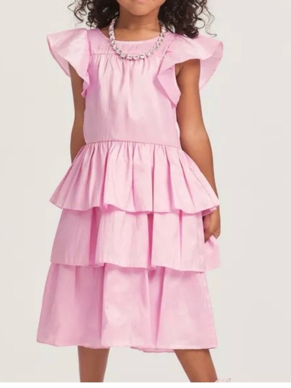 LoveShackFancy Kid size 12Y in Pink Tiered Ruffle Kids Dress